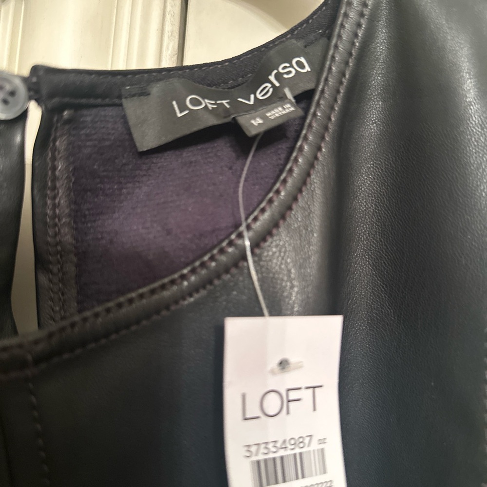 LOFT Black Faux Leather Sleeveless Vest